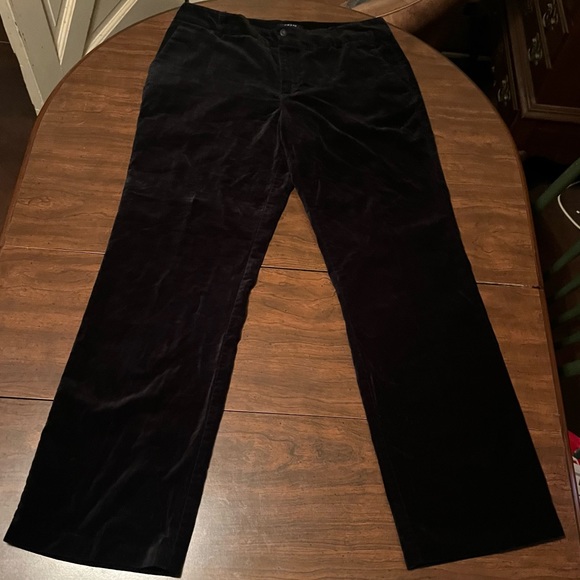 Chaps Sz 12 Black Velvet Casual Spring Fall Preppy Winter Straight Leg Pants - Picture 2 of 8